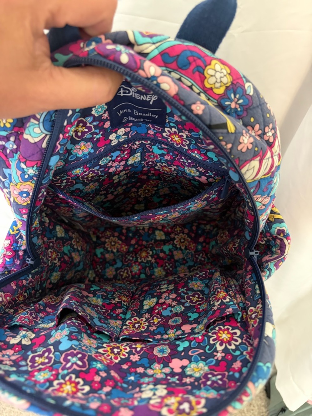 Disney Vera Bradley Navy Multi Paisley Floral Mini Backpack - Picture 9 of 9